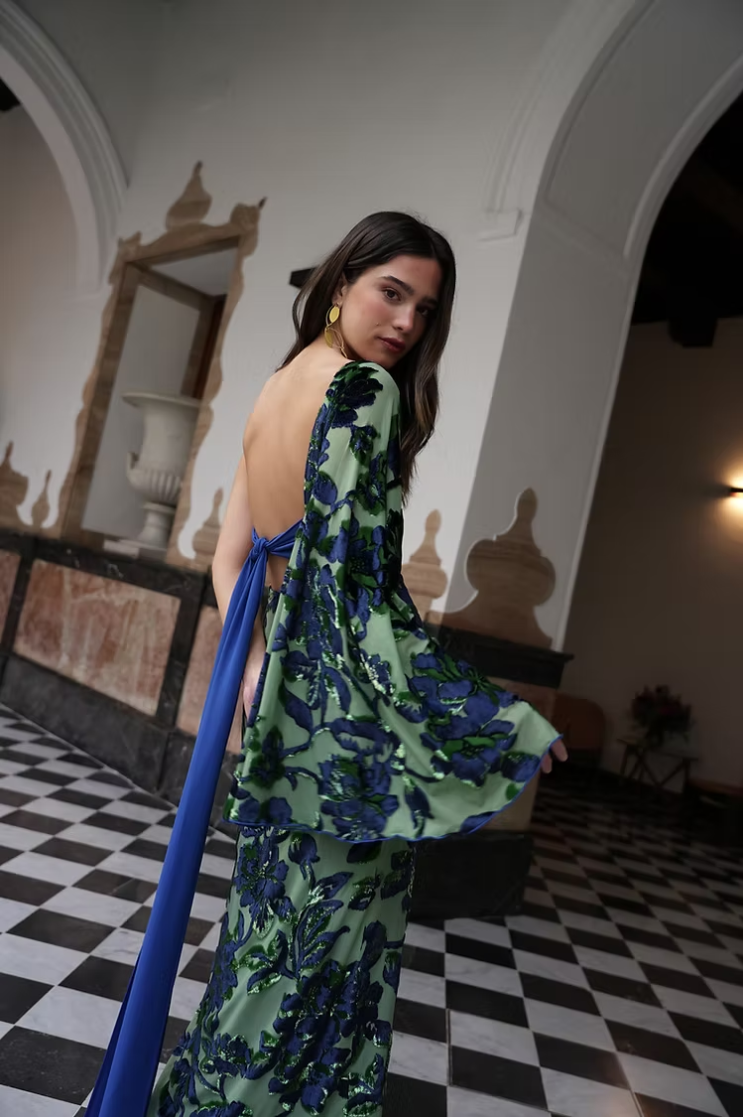 Eden Fortune Garden Dress - Green & Blue