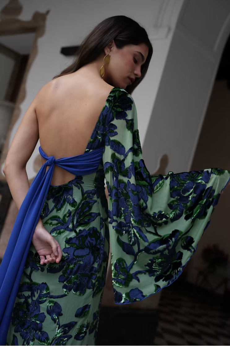 Eden Fortune Garden Dress - Green & Blue