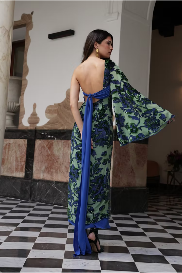 Eden Fortune Garden Dress - Green & Blue