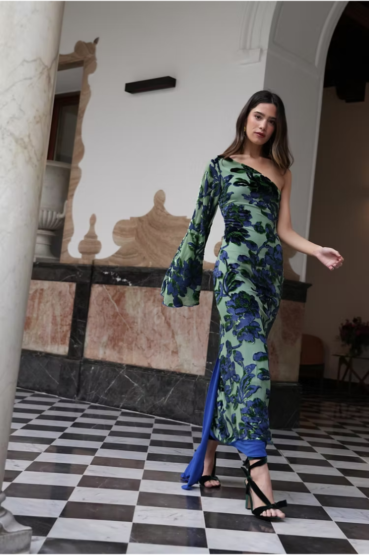Eden Fortune Garden Dress - Green & Blue