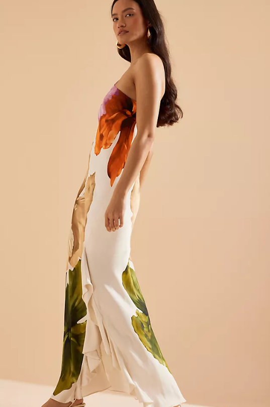 Lucinda One-Shoulder Maxi Slip Dress - Botanical
