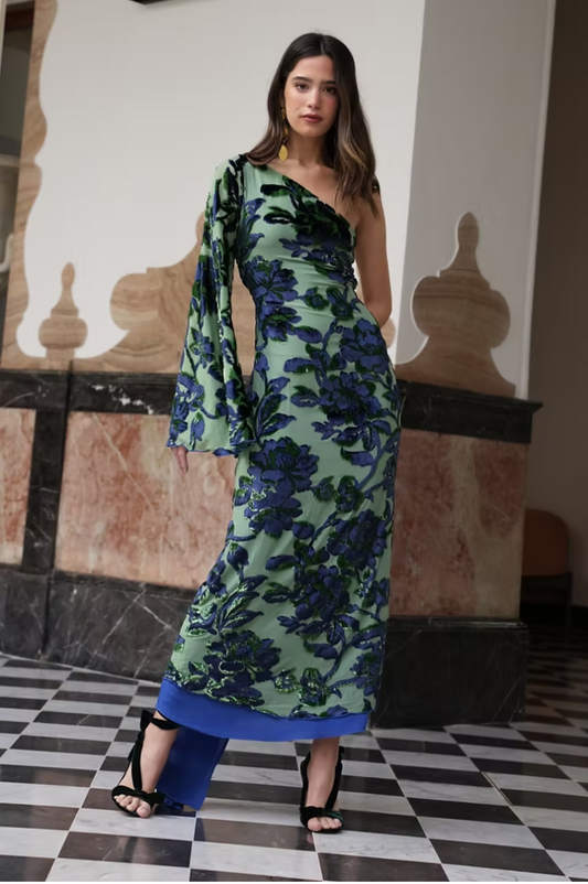 Eden Fortune Garden Dress - Green & Blue