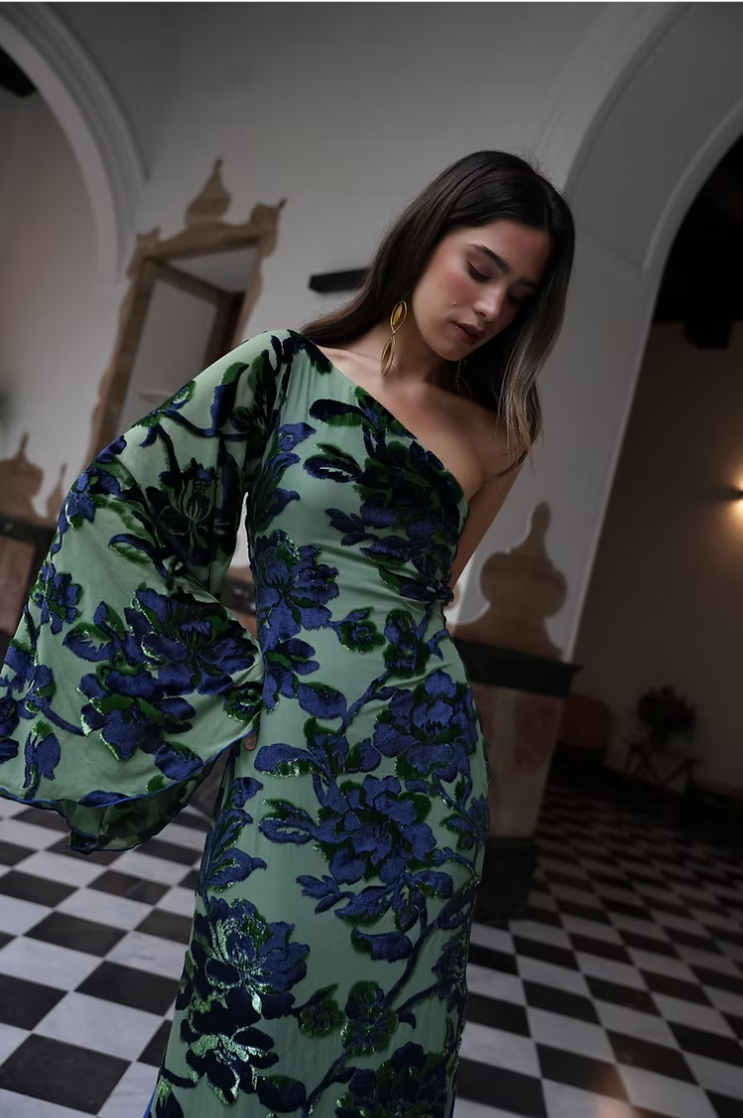 Eden Fortune Garden Dress - Green & Blue