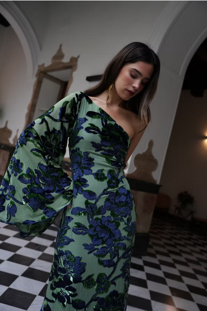Eden Fortune Garden Dress - Green & Blue