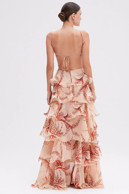 Sienna Ruffle Gown – Sunset Blossom